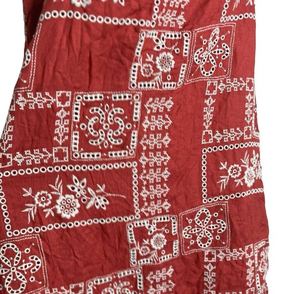Lucky Brand Mini Dress Womens Small Red Cami Strappy Sleeveless Embroidered Boho - Picture 11 of 13